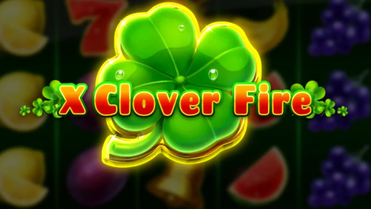 Tampilan visual slot X Clover Fire dengan simbol buah dan clover yang menyala